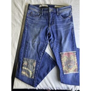 Anthropologie‎ Pilcro Letterpress Slim Boyfriend Jeans Patchwork Medium Wash 26